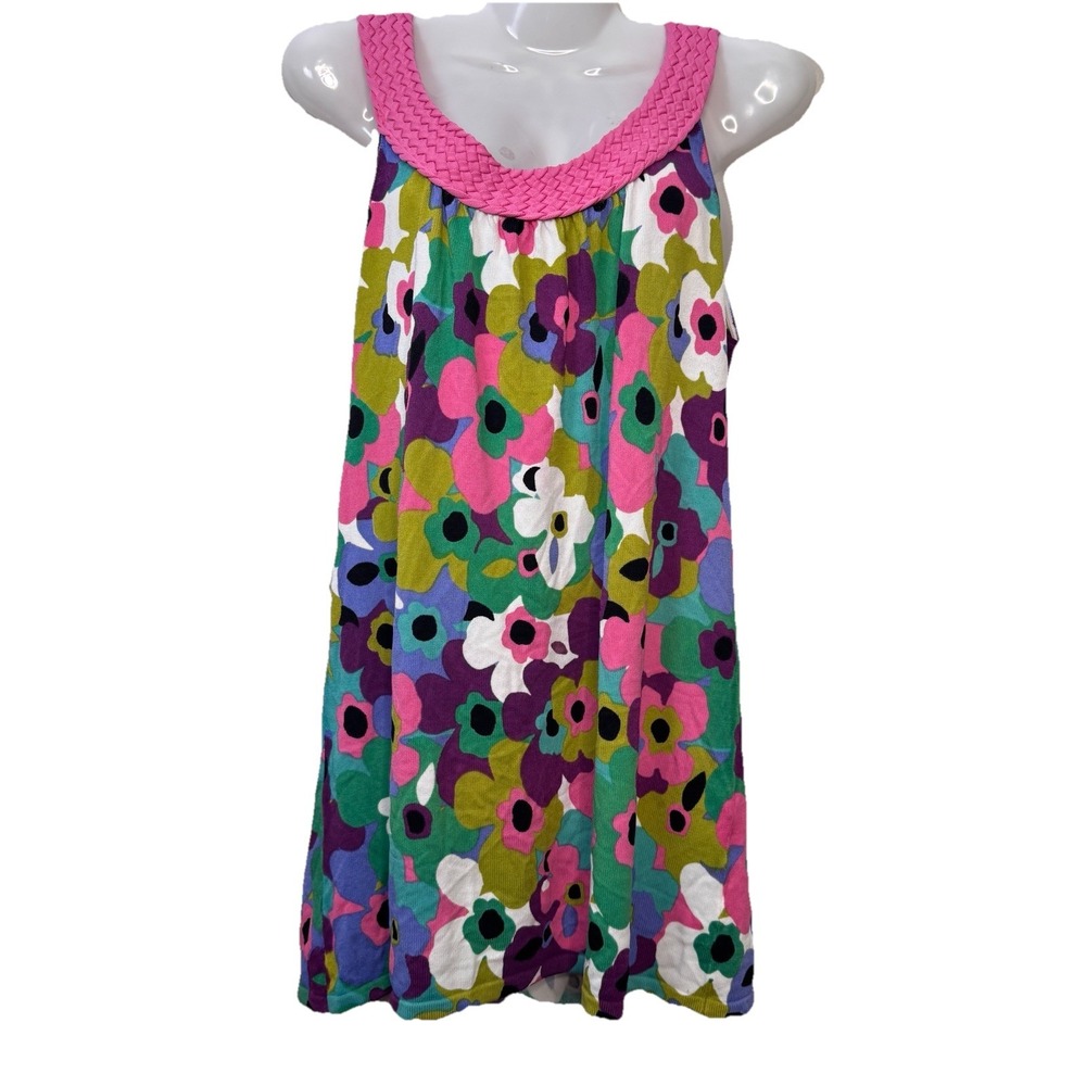 Joseph A Qu'est-ce Que C'est Silk Floral Tank Top Women's Small Pink Knit Collar